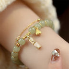 Fortune Jewel Natural Hetian Jade Prosperity Lotus Bamboo Charm Bracelet