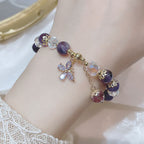 Fortune Jewel Natural Amethyst Crystal Spiritual Butterfly Charm Bracelet