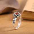 Fortune Jewel925 Sterling Silver Lotus Red Agate Confidence Blessing Ring