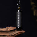 Fortune Jewel Natural Black Obsidian Heart Sutra Purification Necklace Pendant