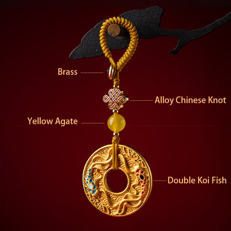 Fortune Jewel Double Koi Fish Peace Buckle Wealth Luck Key Chain