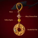 Fortune Jewel Double Koi Fish Peace Buckle Wealth Luck Key Chain