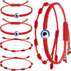 Fortune Jewel 4Pcs Evil Eye Seven Knot Red String Protection Bracelet