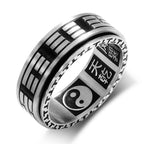 Fortune Jewel Bagua Yin Yang Titanium Steel Balance Rotatable Ring Fortune Jewel