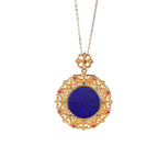 Fortune Jewel 925 Sterling Silver Plated Gold Lazurite Positive Necklace Pendant