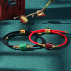 Fortune Jewel Tibet Handmade Green Aventurine Red Stone Malachite Luck Protection Braided Rope Bracelet