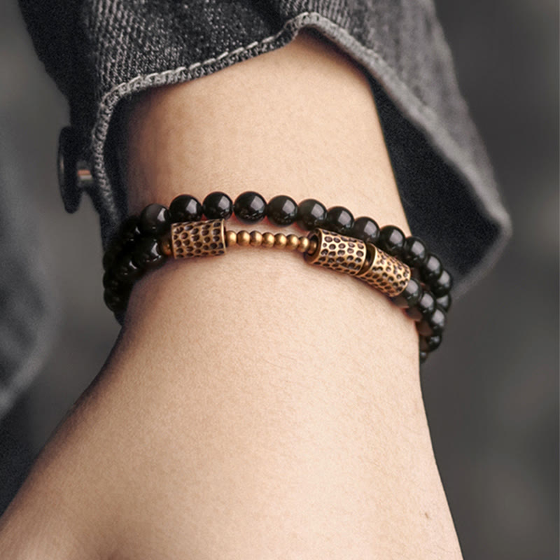 Fortune Jewel Rainbow Obsidian Copper Love Double Wrap Bracelet