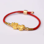 24K Gold-Plated Feng Shui PiXiu Bracelet Luck Red String Bracelet
