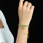 Fortune Jewel Handmade Colorful Rope Luck Jade Bead Abundance Double Layer Bracelet