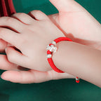 Fortune Jewel 999 Sterling Silver Chinese Zodiac Red Rope Luck Handcrafted Kids Bracelet Fortune Jewel