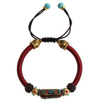 Fortune Jewel Handmade Tibetan Turquoise Om Mani Padme Hum Strength Braided Bracelet