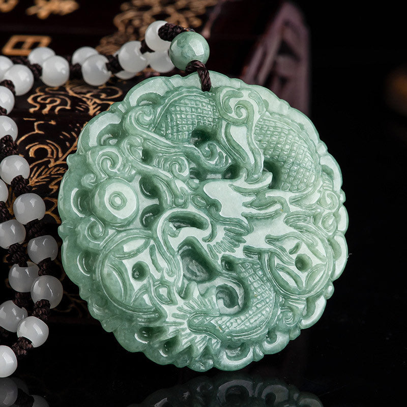Fortune Jewel Chinese Zodiac Dragon Jade Fortune Necklace String Pendant Fortune Jewel