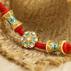 Fortune Jewel Dunhuang 925 Sterling Silver Lotus Drum New Beginning Red Rope Bracelet