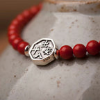 Fortune Jewel 925 Sterling Silver Yin Yang Bagua Symbol Cinnabar String Concentration Bracelet