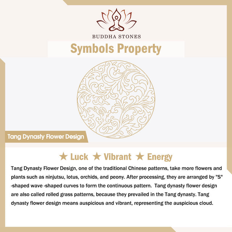 Fortune Jewel Tiger Tang Dynasty Flower Design Engraved Luck Energy Bracelet