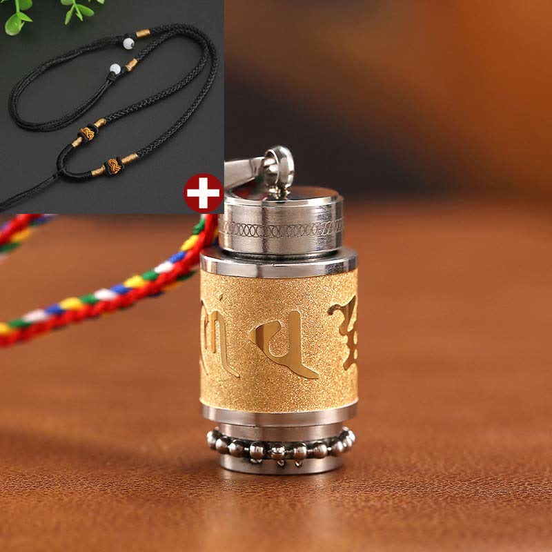 Fortune Jewel Tibet Om Mani Padme Hum Shurangama Mantra Titanium Steel Wisdom Amulet Necklace Pendant
