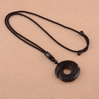 Fortune Jewel Small Leaf Red Sandalwood Ebony Wood One's Luck Improves Design Patern Protection Necklace Pendant
