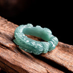 Buddha Stones Natural Jade Dragon Success Ring