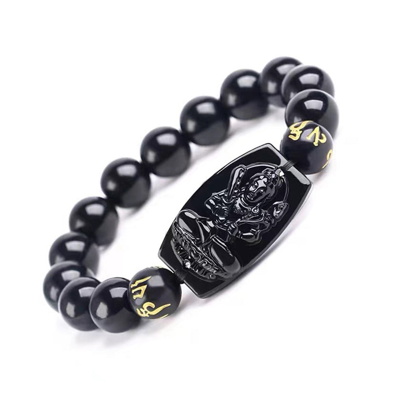 Fortune Jewel Chinese Zodiac Obsidian Protection Bracelet