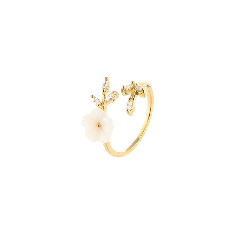 Fortune Jewel Plum Blossom Leaf Pattern Copper Luck Ring