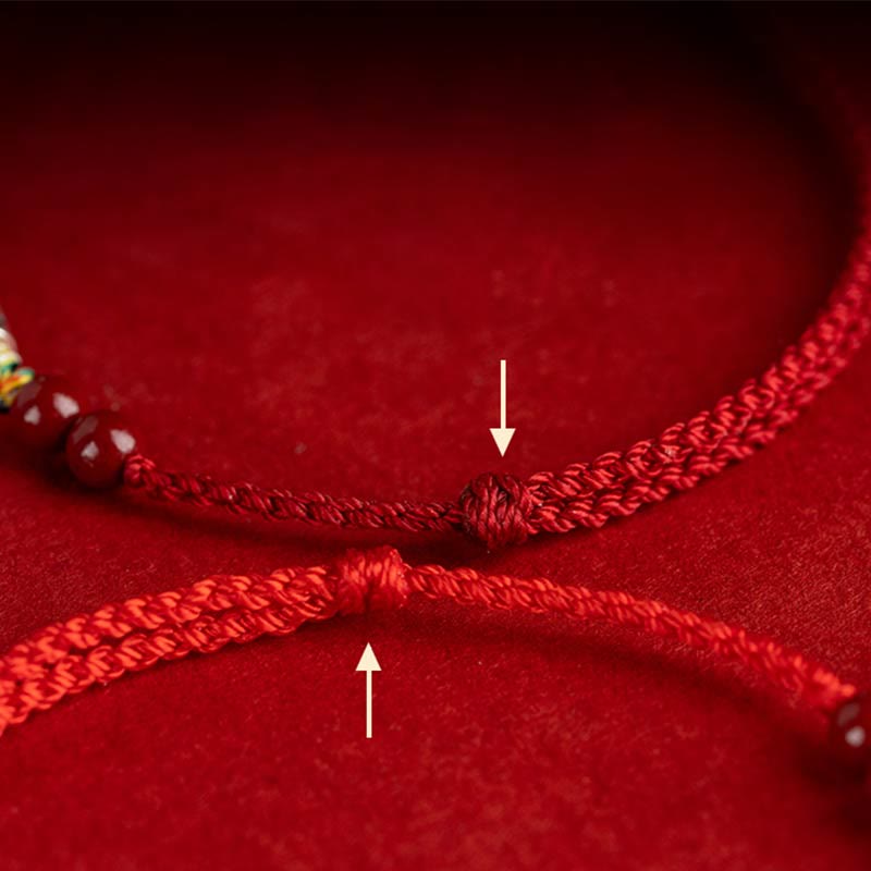 Fortune Jewel 925 Sterling Silver Koi Fish Cinnabar Bead Wealth Handcrafted Braided Bracelet Anklet