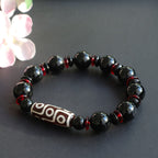 Fortune Jewel Black Onyx Nine-Eye Dzi Bead Wealth Protection Bracelet