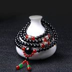 Fortune Jewel 108 Beads Natural Black Obsidian Tiger Eye Mala Bracelet