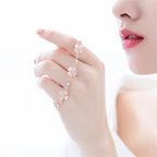 Fortune Jewel Pink Crystal Four Leaf Clover Love Chain Bracelet