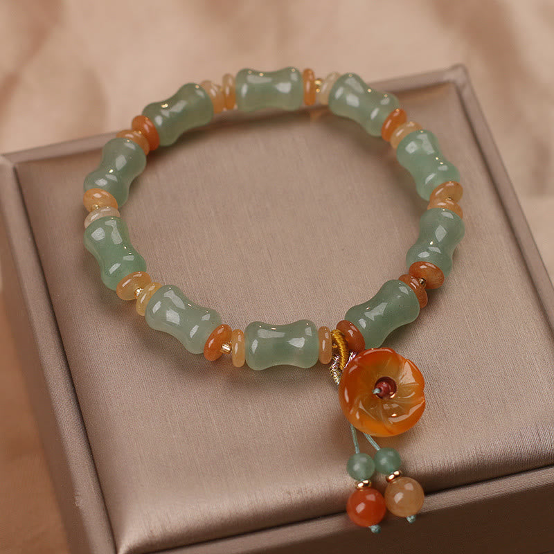 Fortune Jewel Natural Jade Bamboo Flower Pattern Luck Bracelet