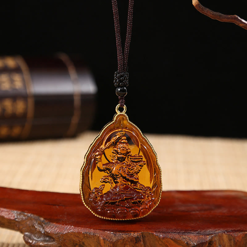 Fortune Jewel Tibetan Buddha Liuli Crystal Serenity Necklace Pendant Fortune Jewel