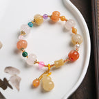 Fortune Jewel Natural Golden Silk Jade Crystals Gourd Pixiu Pumpkin Beads Wealth Charm Bracelet