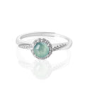 Fortune Jewel 925 Sterling Silver Round Jade Luck Prosperity Adjustable Ring