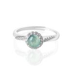Fortune Jewel 925 Sterling Silver Round Jade Luck Prosperity Adjustable Ring