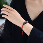 Fortune Jewel Natural Silver Sheen Obsidian Gold Sheen Obsidian Cute Cat Paw Claw Protection Rope Bracelet