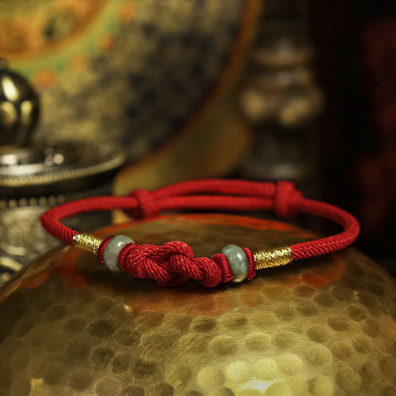 Fortune Jewel Red String Jade Luck Fortune Knot Braided Couple Bracelet