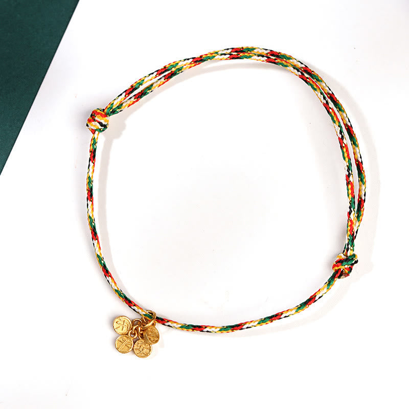 Fortune Jewel Auspicious Fu Character Peace And Joy Luck Handmade Multicolored Child Adult Bracelet