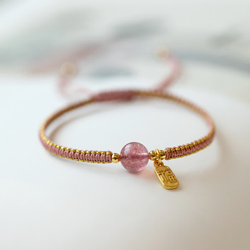 Fortune Jewel Red Agate Jade Lotus Confidence Calm String Bracelet