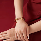 Fortune Jewel Year of the Dragon Dumpling Natural Red Agate Garnet Hetian Jade Fu Character Luck Success Bracelet