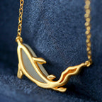 Fortune Jewel 925 Sterling Silver White Jade Dolphin Luck Necklace Pendant