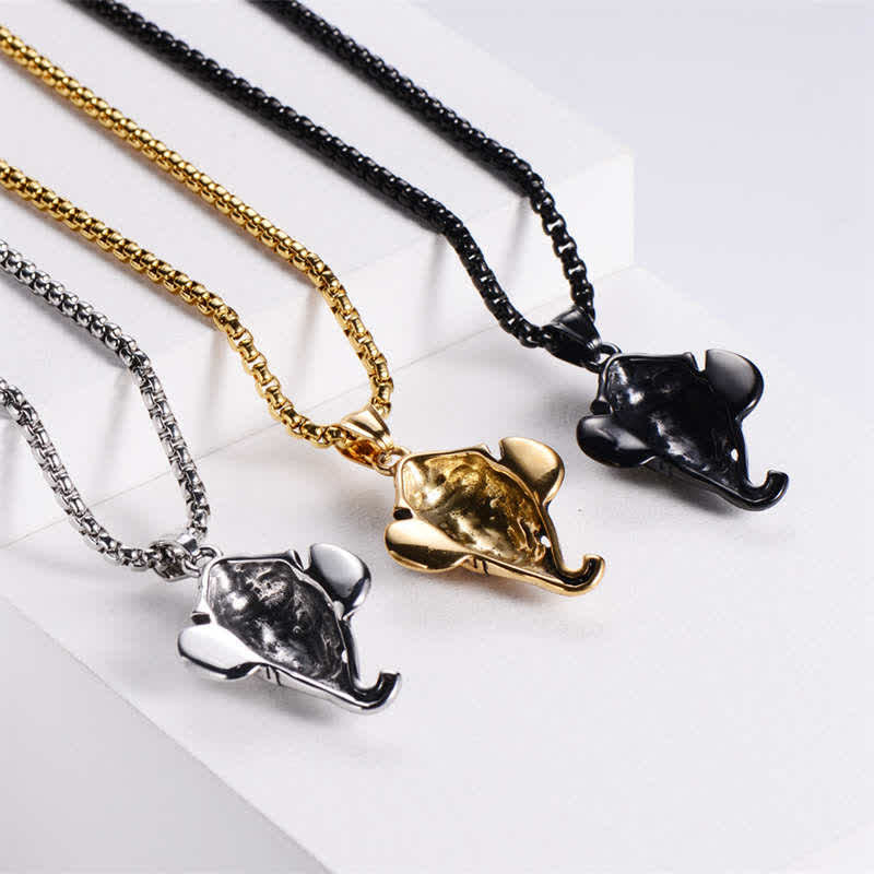 Fortune Jewel Ganesh Ganpati Elephant Titanium Steel Protection Pendant Necklace