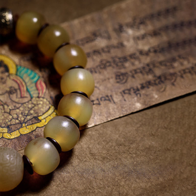 Fortune Jewel Handmade Tibetan Sheep Horn Om Mani Padme Hum Auspiciousness Bracelet