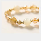 Fortune Jewel 14K Gold Plated Golden Rutilated Quartz Wealth Bell Lucky Fortune Charm Bracelet