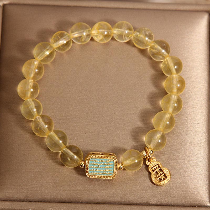 Fortune Jewel Natural Citrine Five Scriptures Generosity Bracelet