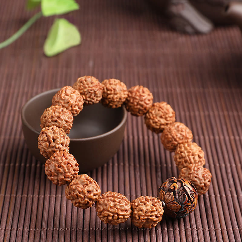 Fortune Jewel Tibet Rudraksha Bodhi Seed PiXiu Copper Coin Wealth Luck Bracelet