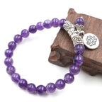 Fortune Jewel Amethyst Crystal Lotus Healing Balance Bracelet