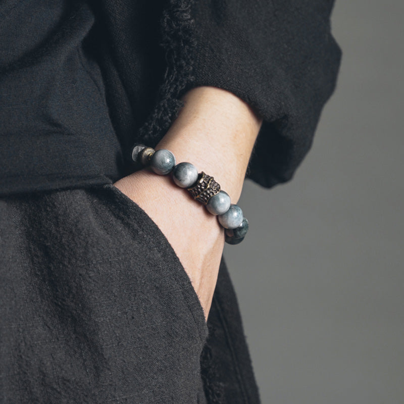 Fortune Jewel Eagle's Eye Stone Ebony Wood Copper Confidence Couple Bracelet