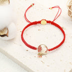 Fortune Jewel Tibetan Handmade Lotus Koi Fish Lucky Red String Bracelet