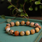 Fortune Jewel Golden Silk Jade Lotus Wealth Luck Bracelet