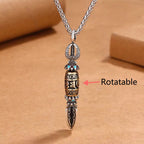 Fortune Jewel Tibetan Om Mani Padme Hum Protection Wealth Rotatable Necklace Pendant