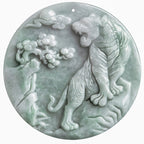 Fortune Jewel Chinese Zodiac Tiger Jade Protection Necklace String Pendant